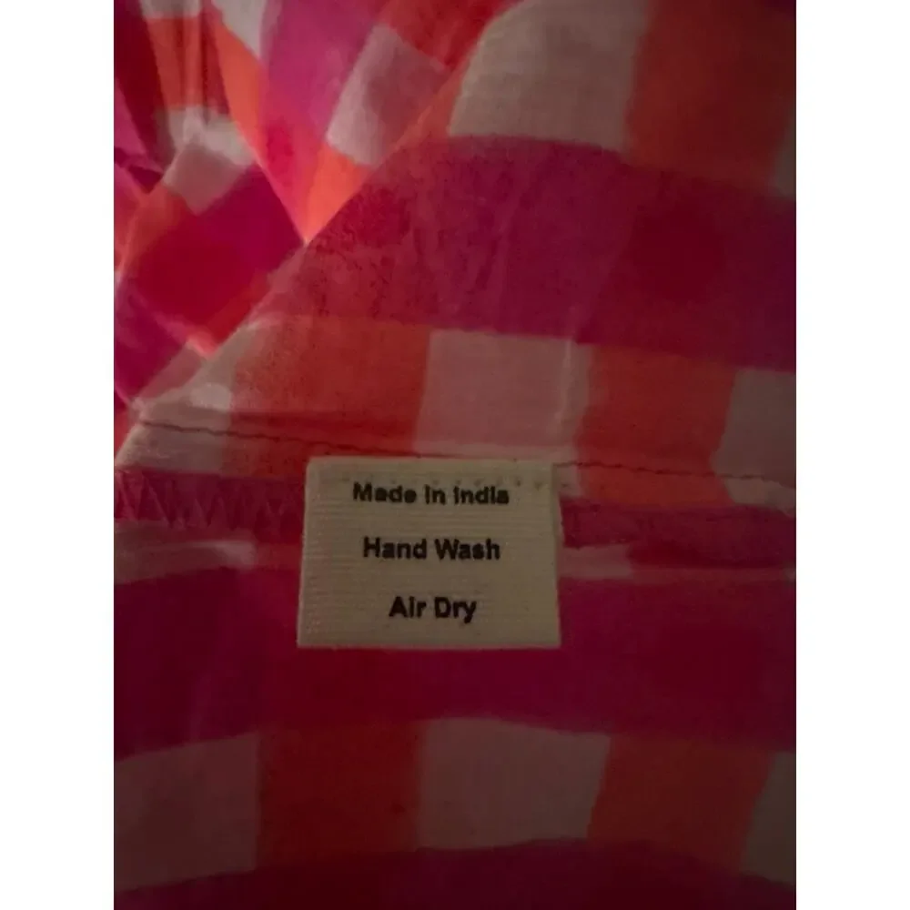 SZ Blockprints X J.Crew tiered dress in gingham Pink Orange Size Small